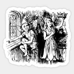 The fairy and the girl fantasy scenery drawing Sticker